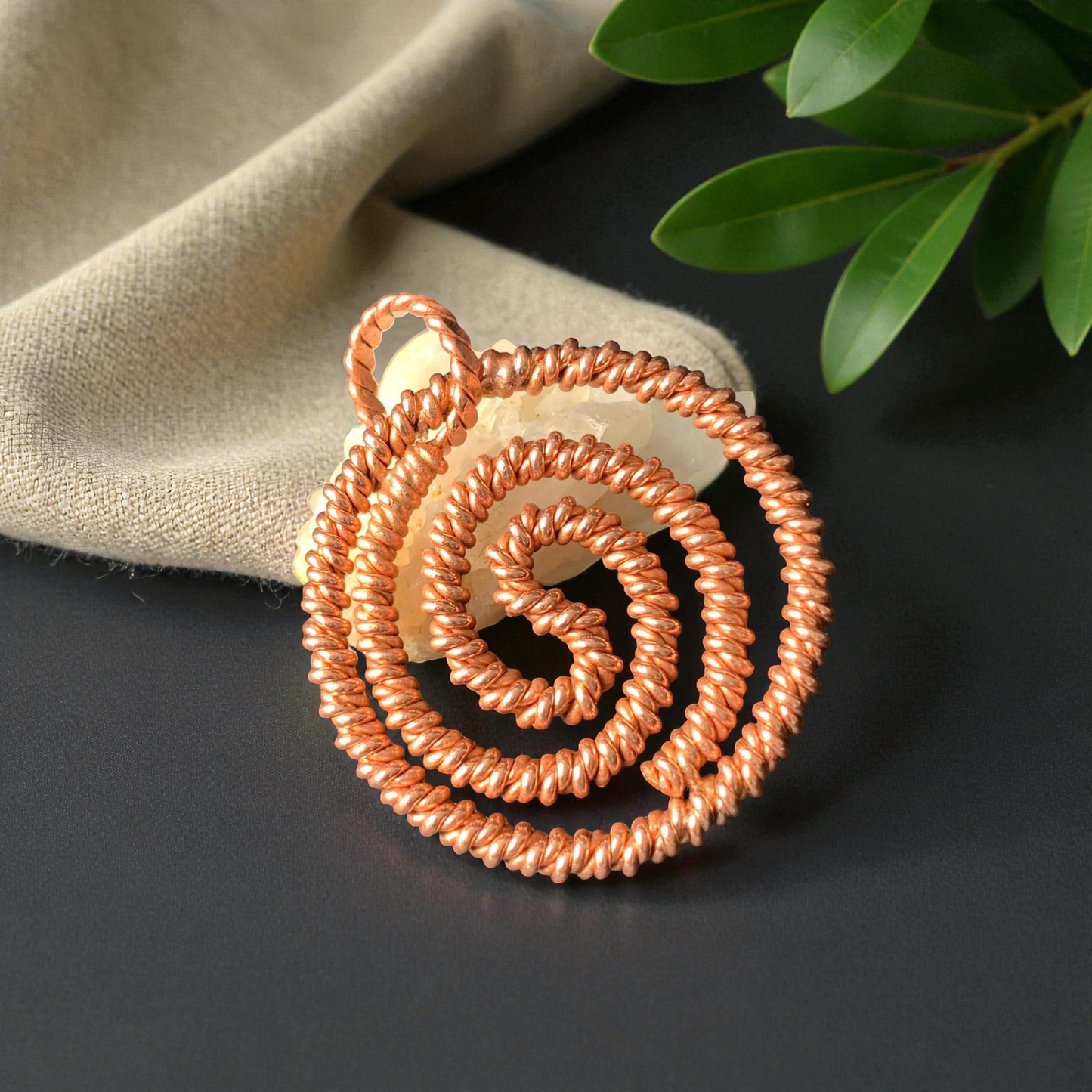 Yin–Yang Energy Pendant | Handcrafted Tensor Copper Spiral