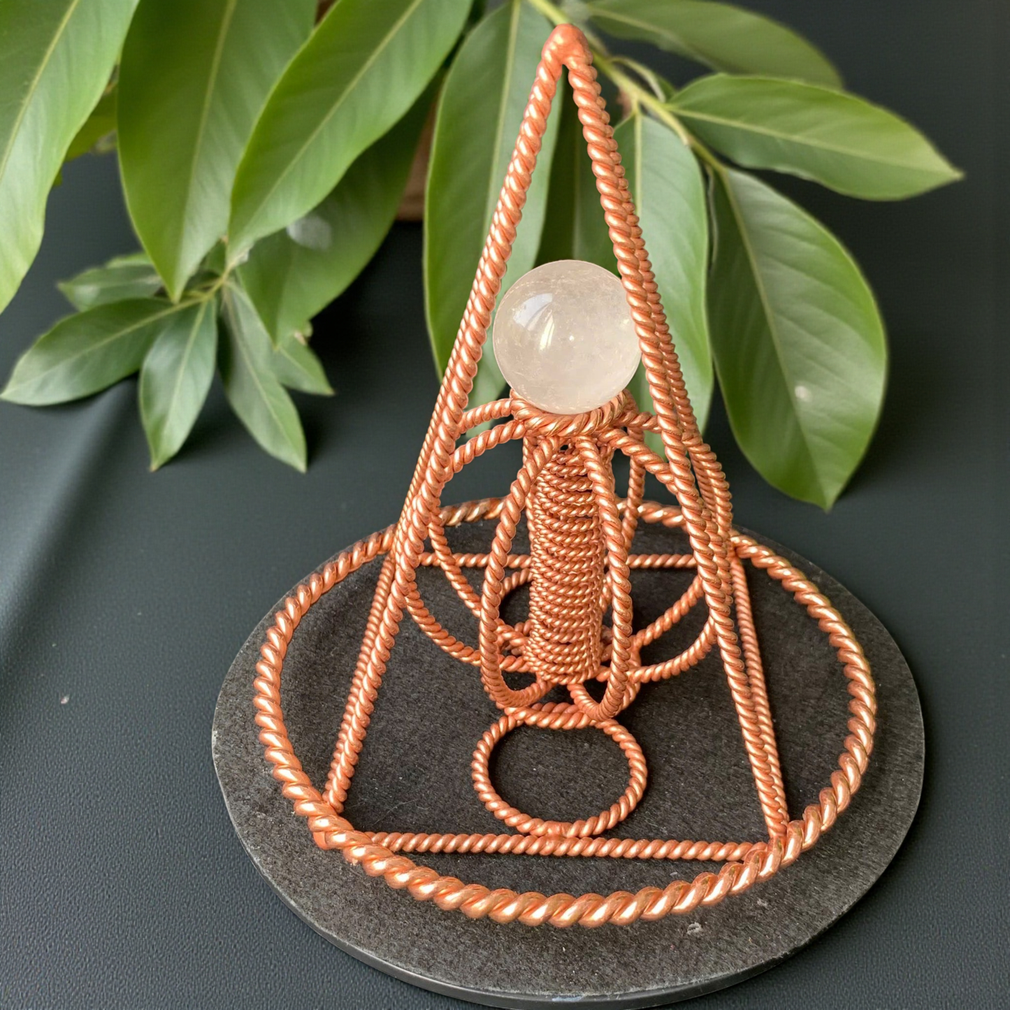 Crystal Nexus Nubian Pyramid | 144 MHz Frequency | Quartz or Amethyst Core