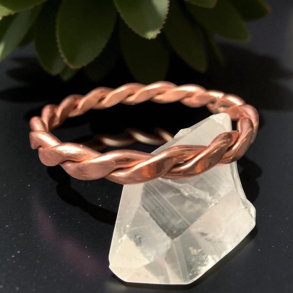 Lunar Braid Energy Bracelets – Set of 2 | 99% Pure Copper | Handcrafted Double Twist Design