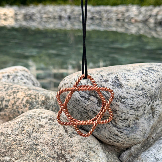 Handmade Copper Tensor Pendant – 443MHz Triangle & 144MHz Circle