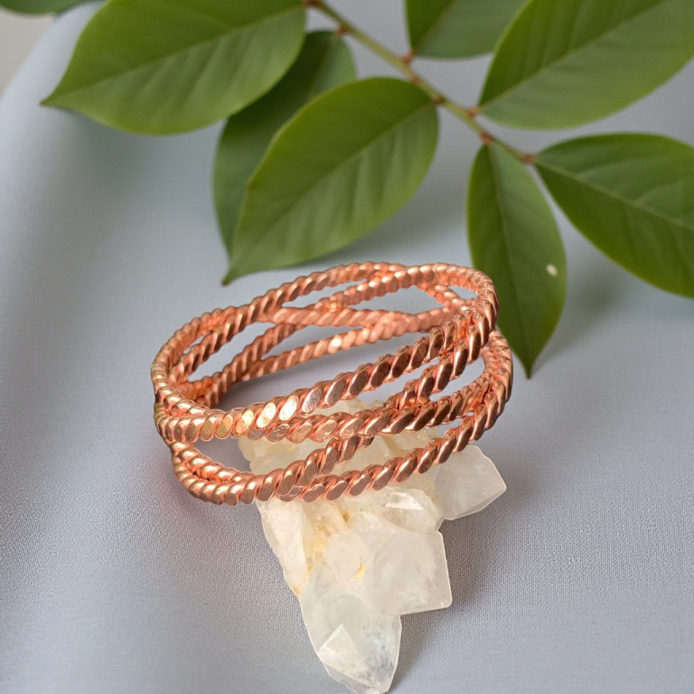 Quantum Harmonic Bracelet | 4-Ring Tensor Field Generator | Copper Frequency Resonator