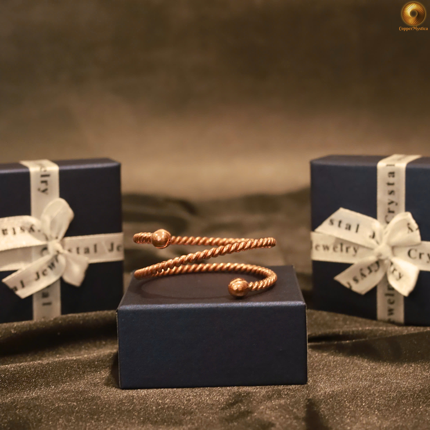 Infinity Twist Tensor Bracelet – Handcrafted Pure Copper Bracelet with Custom Frequency Options