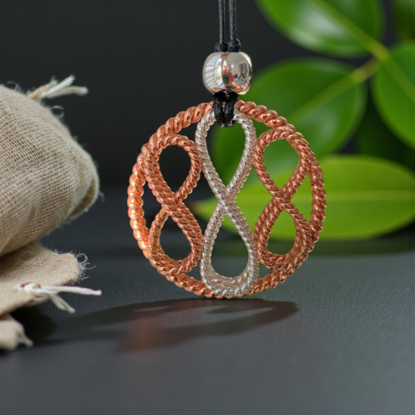 Celestial Infinity Pendant -Handcrafted Copper–Silver Energy Talisman