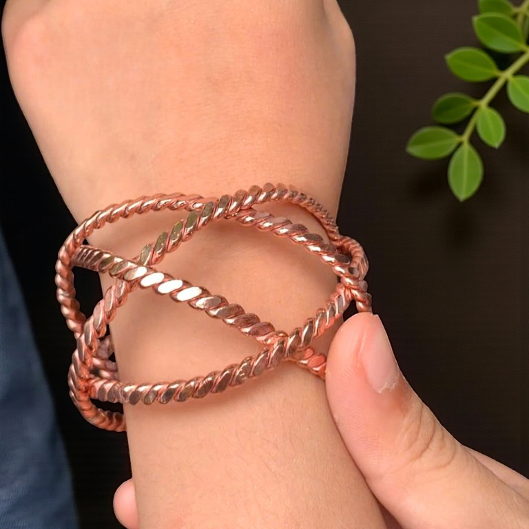 Quantum Harmonic Bracelet | 4-Ring Tensor Field Generator | Copper Frequency Resonator