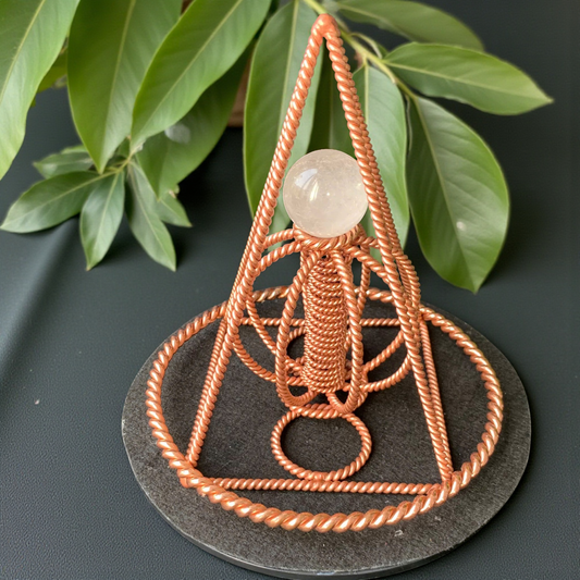 Crystal Nexus Nubian Pyramid | 144 MHz Frequency | Quartz or Amethyst Core