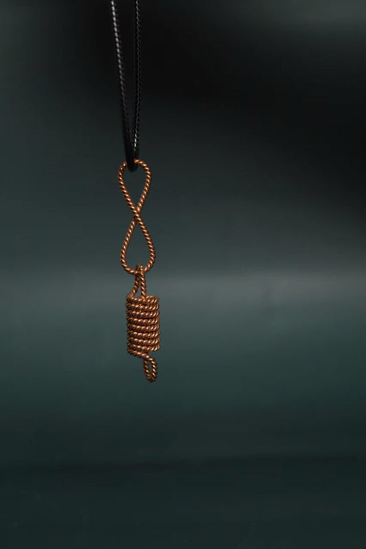 Pure Copper Spiral Pendant, Energy Coil Necklace, Voice Chakra Amulet, Spiritual Jewelry, Unisex Copper Jewelry, Fire Element Talisman