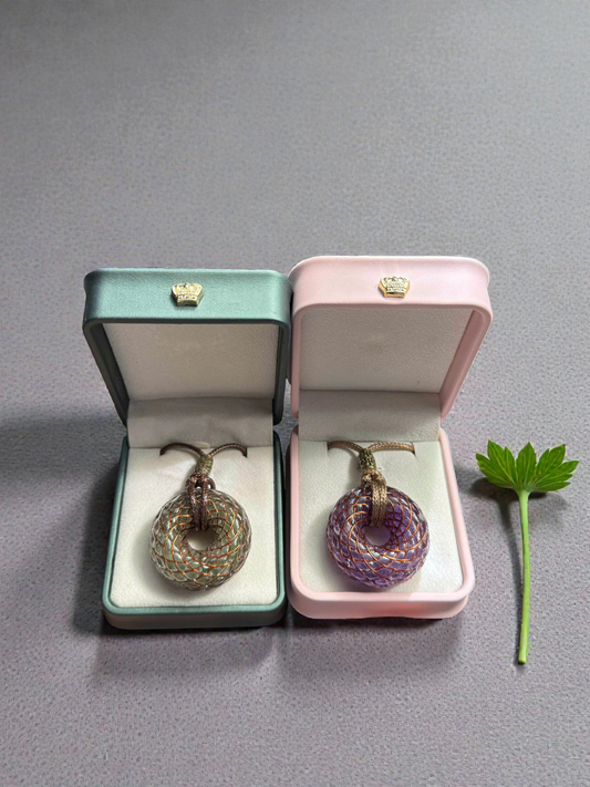 Torus 432MHz Energy Pendant – Amethyst, Green Quartz & Black Tourmaline Necklace