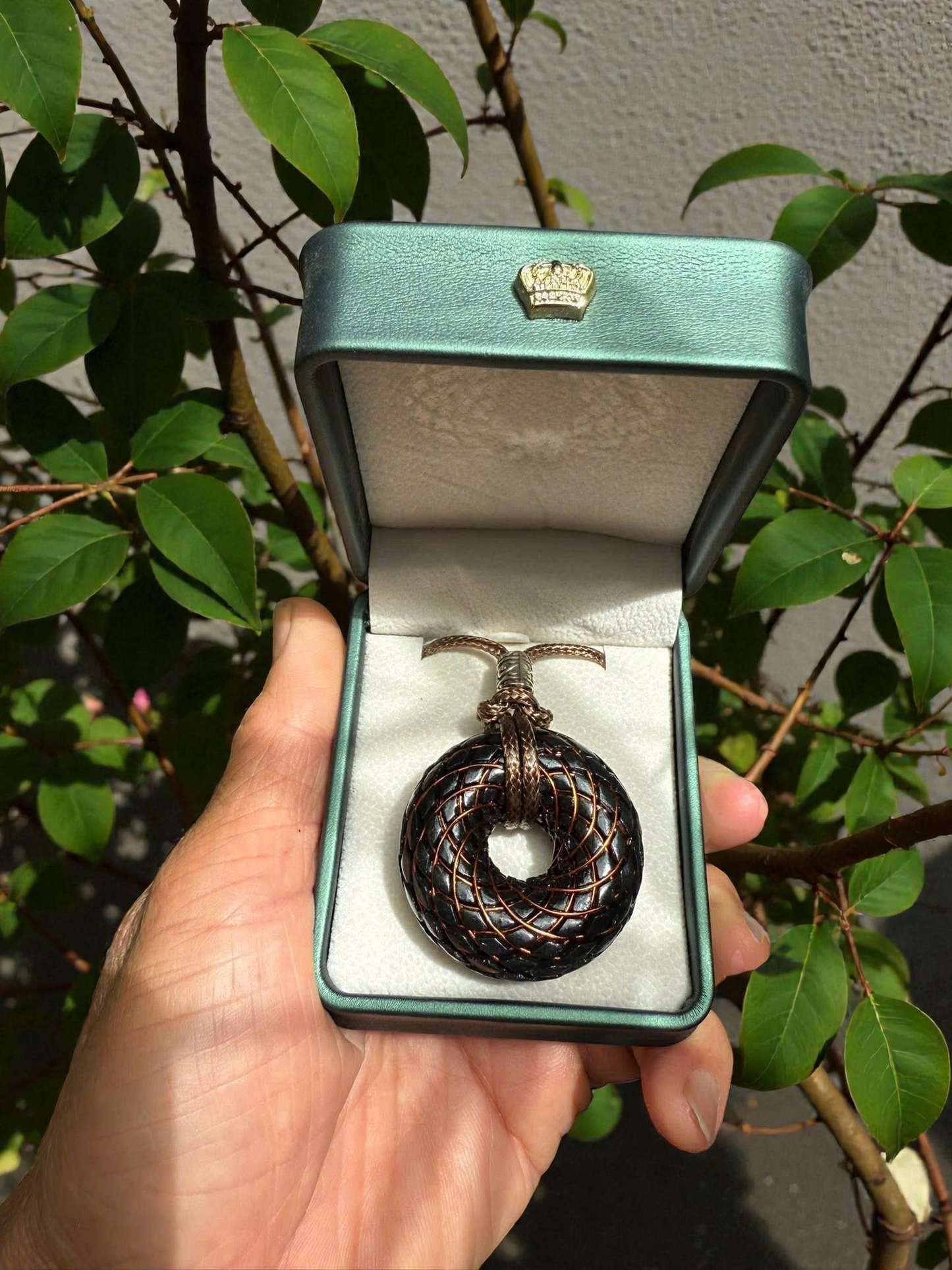 Torus 432MHz Energy Pendant – Amethyst, Green Quartz & Black Tourmaline Necklace