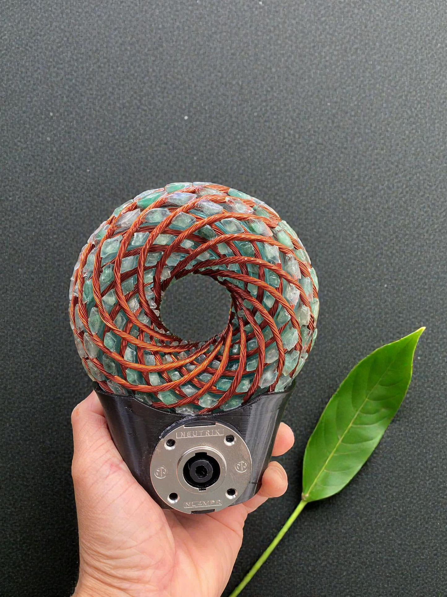 Torus Rodin Coil, Green Copper Wire, Amethyst Energy Device, Resin Orgone Donut, EMF Support Tool, iTorus Inspired Decor