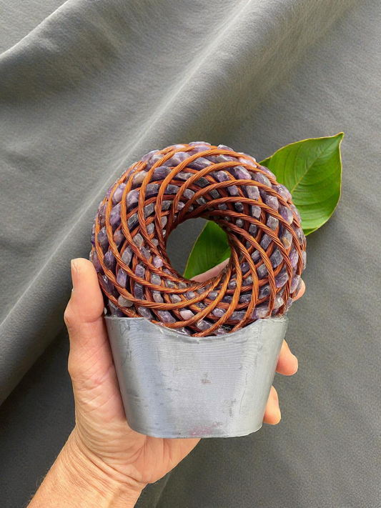 Torus Rodin Coil, Green Copper Wire, Amethyst Energy Device, Resin Orgone Donut, EMF Support Tool, iTorus Inspired Decor