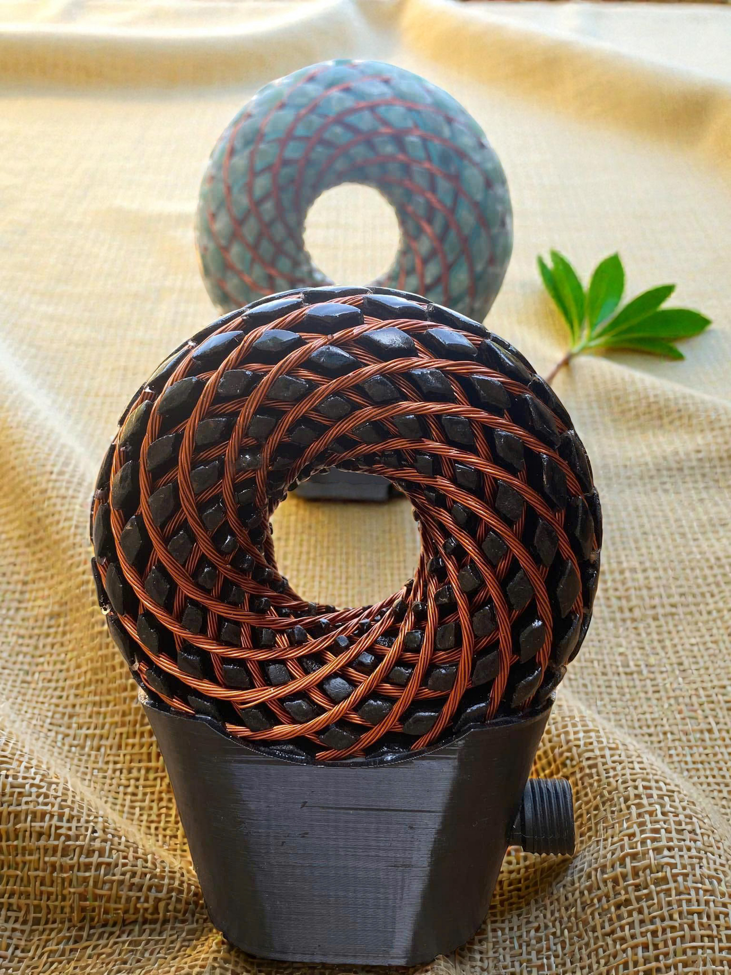 Torus Rodin Coil, Green Copper Wire, Amethyst Energy Device, Resin Orgone Donut, EMF Support Tool, iTorus Inspired Decor