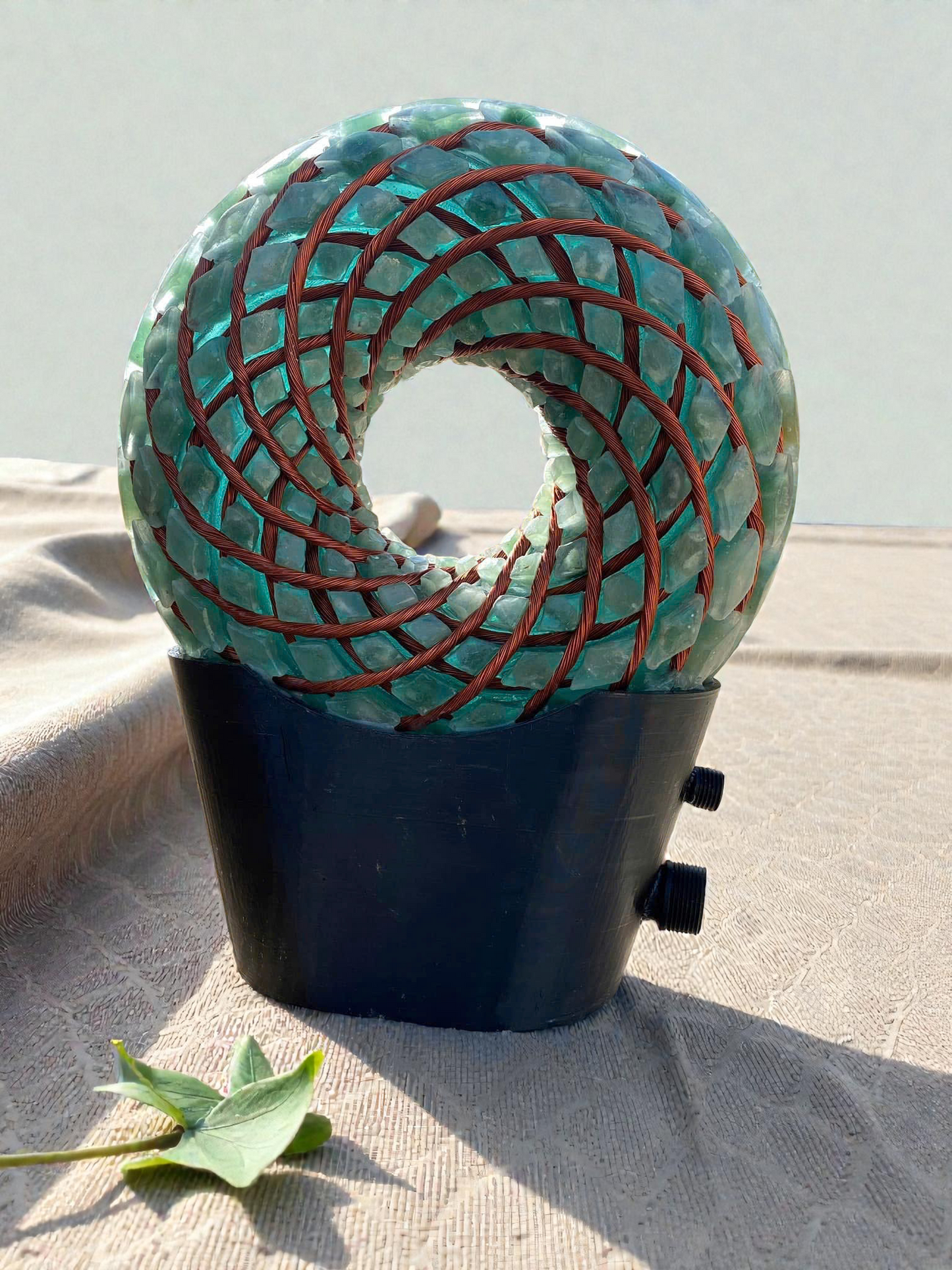 Torus Rodin Coil, Green Copper Wire, Amethyst Energy Device, Resin Orgone Donut, EMF Support Tool, iTorus Inspired Decor