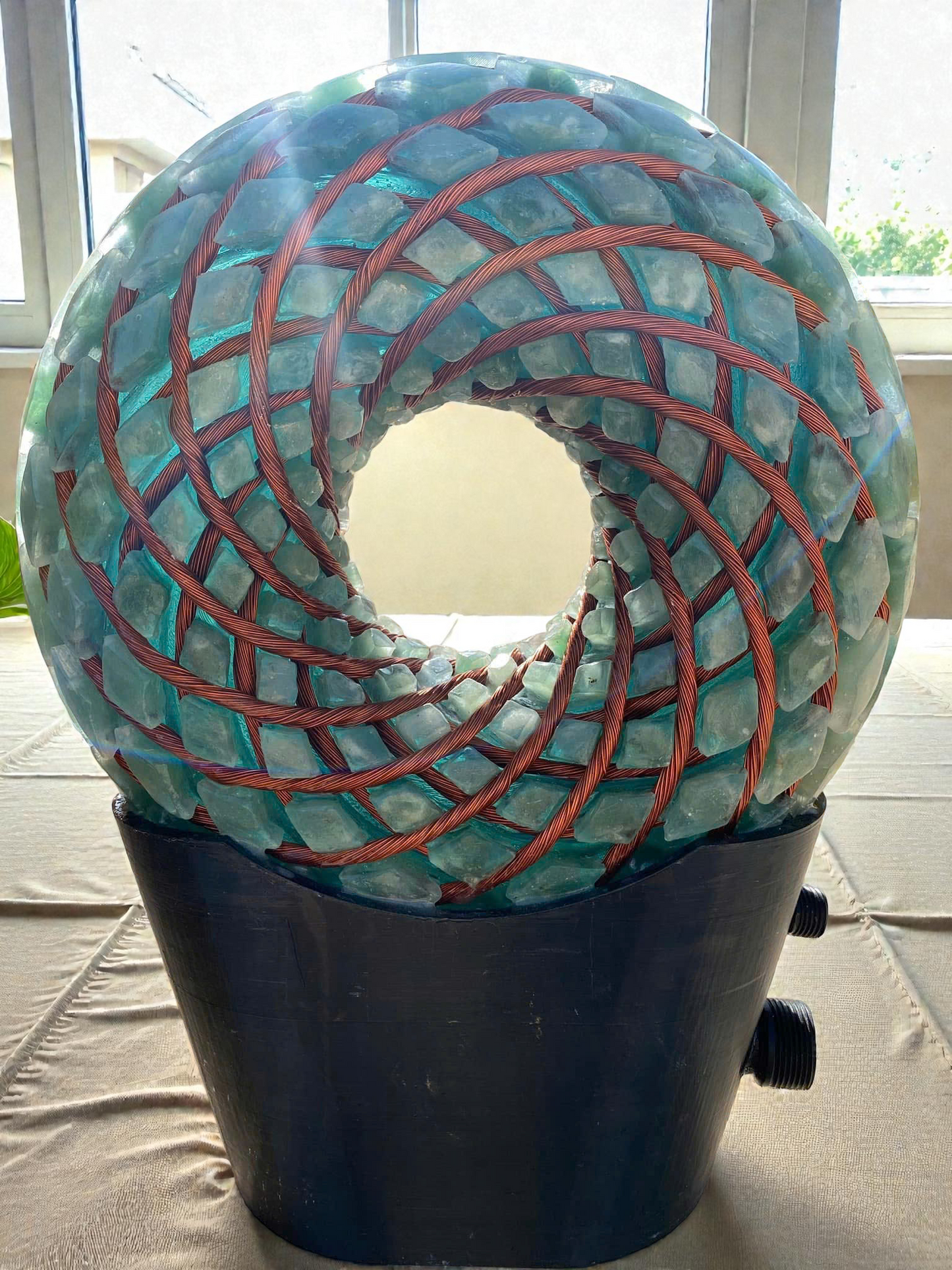 Torus Rodin Coil, Green Copper Wire, Amethyst Energy Device, Resin Orgone Donut, EMF Support Tool, iTorus Inspired Decor