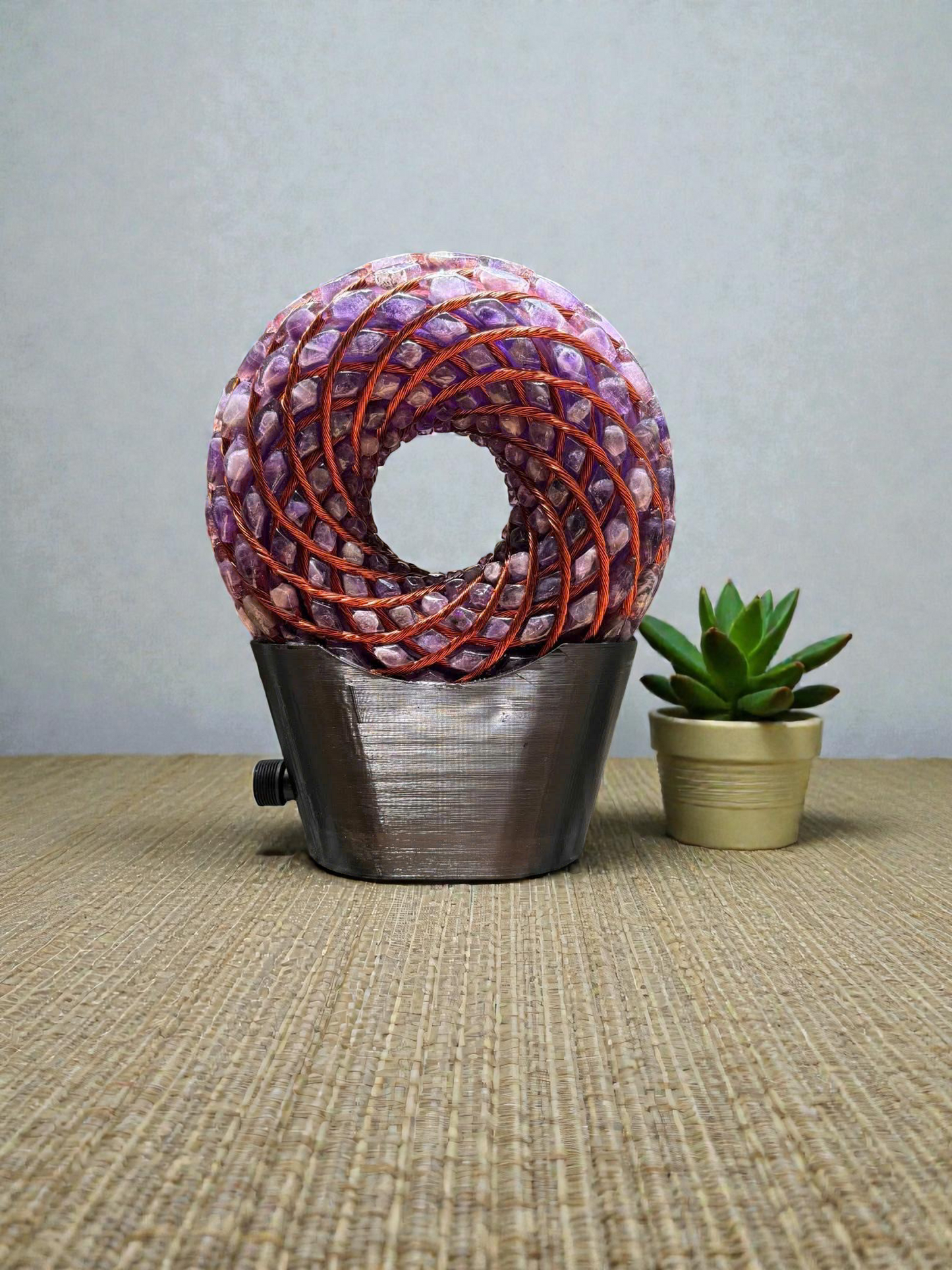 Torus Rodin Coil, Green Copper Wire, Amethyst Energy Device, Resin Orgone Donut, EMF Support Tool, iTorus Inspired Decor