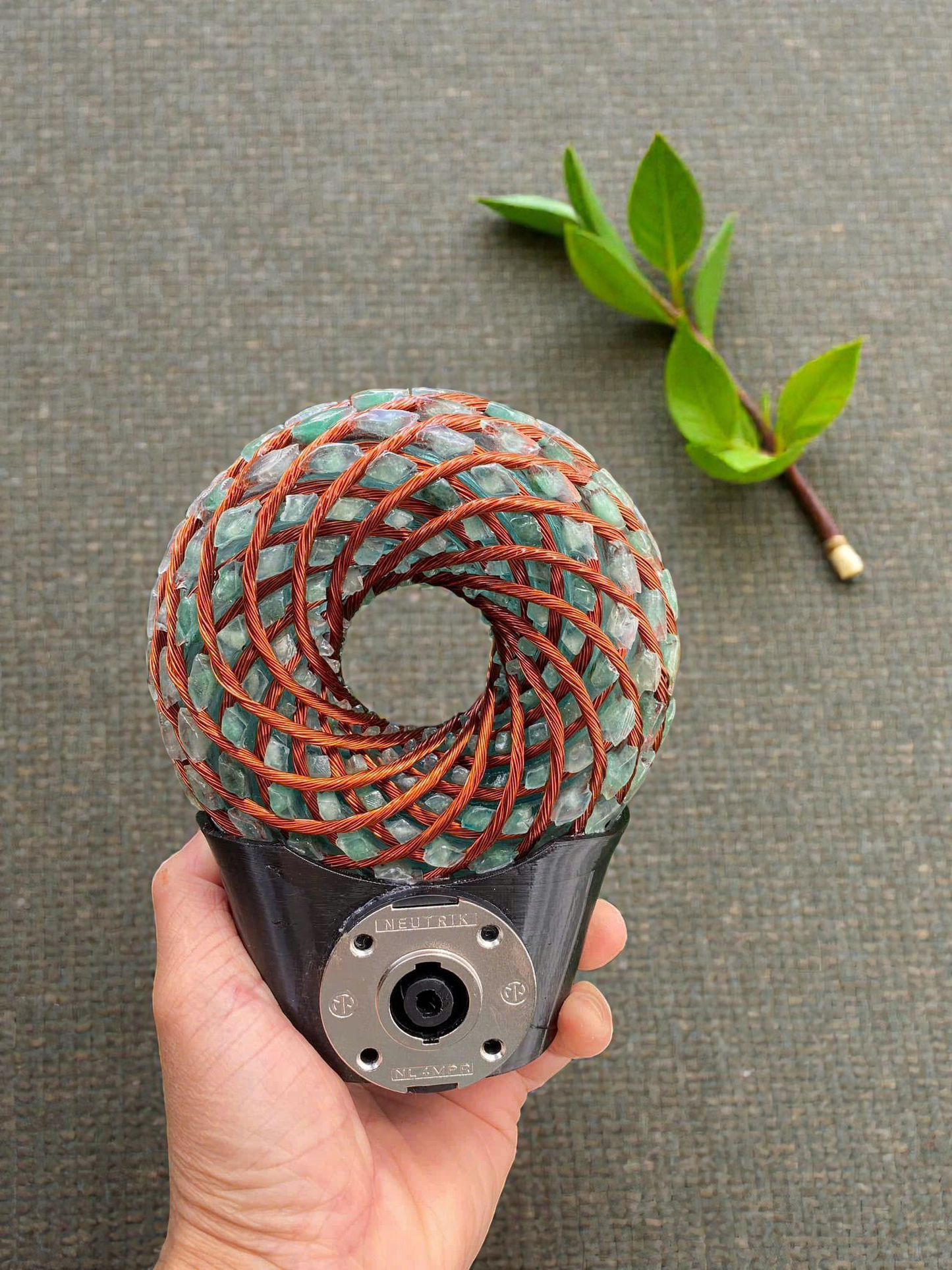 Torus Rodin Coil, Green Copper Wire, Amethyst Energy Device, Resin Orgone Donut, EMF Support Tool, iTorus Inspired Decor